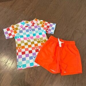 Disney Mickey Swim Set Size 18/24m Made With Magic Rash Guard + Trunks